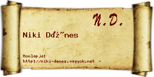 Niki Dénes névjegykártya